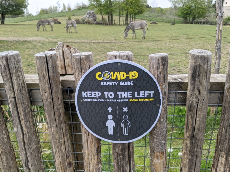 Signage asking guests to keep left at Chessington